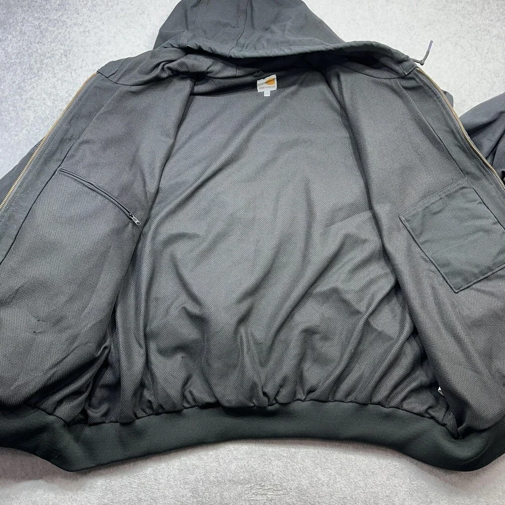 Carhartt Duck Thermal Lined Active Jacket Mens 5XL Black J131 Hooded Zip Outdoor